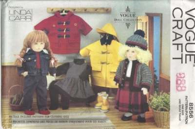 VOGUE CRAFT 8556 18" DOLL CLOTHES BY LINDA CARR SEWING PATTERN ©1992 PART CUT - Image 1 of 3