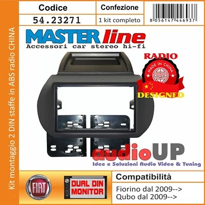 MASCHERINA RADIO 2 DIN FIAT QUBO DAL 2009 STAFFE E CORNICE PER STEREO CINESI - Immagine 1 di 4