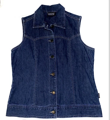 Blassport Vintage Lightweight Denim Jean Vest Blue Button Front Vtg Size Small — 第 1/4 张图片