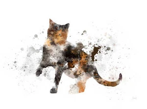 KUNSTDRUCK Schildpatt Katze Illustration, Geburtstagsgeschenk, Wandbild Geschenk - Bild 1 von 2