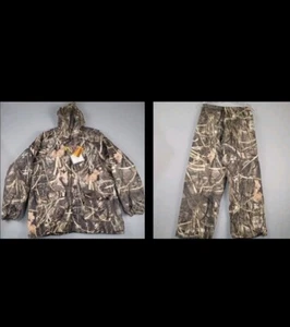 Stearns Dry Wear Hunting Rain Jacket & Pants Sz Large Max-4 HD Camo Fleece Lined - Picture 1 of 18