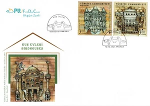 TURKEY 2021 LARGE FIRST DAY COVER OLD BIRDHOUSES TWO STAMPS SET VERY NICE - Picture 1 of 6
