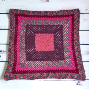 Vtg Crochet Lap Blanket Chair Throw Handmade Tone Afghan 39 1/2 X 39 1/2 in. - Picture 1 of 8