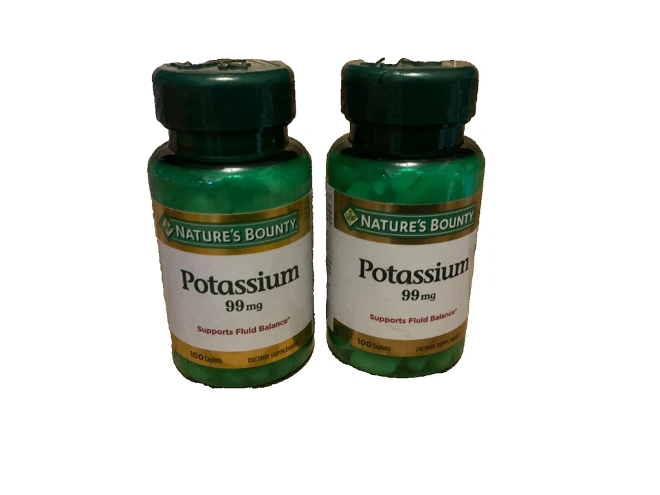 2 Pack Nature's Bounty Potassium 99mg 100 Caplets Each Exp 9/25 - Image 1 of 4