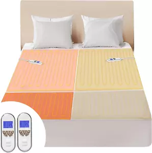 Premium Multi-Zone Electric Heated Mattress Pad Queen Size, 60" X 80", Dual Cont - Picture 1 of 12
