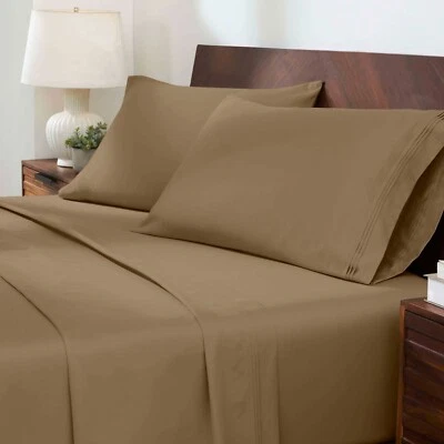 Egyptian Cotton 1000 Thread Count Solid Deep Pocket 4 Piece Bed Sheet Set - Image 1 of 4