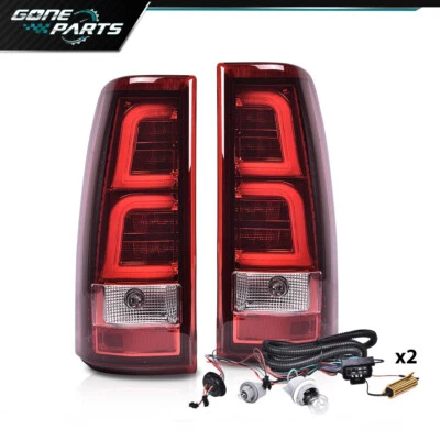 Ajuste para 1999-06 Chevy Silverado GMC Sierra LED tubo lanternas traseiras lâmpadas de freio vermelhas - Imagem 1 de 4