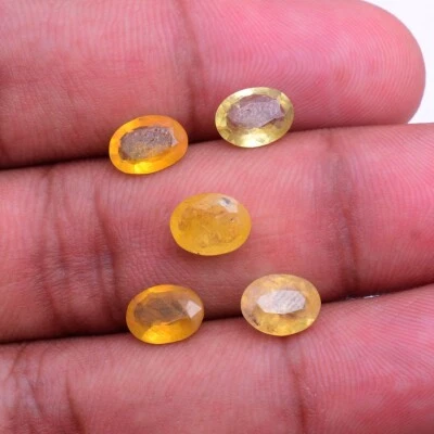 Piedras preciosas sueltas tamaño anillo zafiro amarillo natural 7,88 mm-8,07 mm 5 piezas Foto 1 de 4