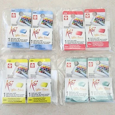 Sakura Koi акварели лот из 8 половина кастрюли заправки красный желтый зеленый синий краски искусства - Изображение 1 из 4