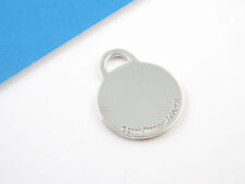 Tiffany & Co Silver Blank Round Circle Charm Pendant!