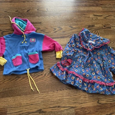 Vtg 1990s Rainbow Tag Gymboree Blue Yellow Floral Large Shirt Top Girls Set Of 2 - Image 1 of 4