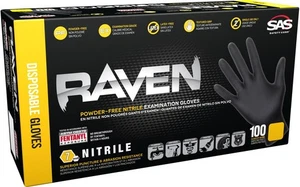 SAS Safety 66519 Raven Powder-free Disposable Black Nitrile 7 Mil Gloves, 2 Pack - Picture 1 of 1