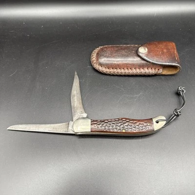 CUCHILLO DE CAZADOR PLEGABLE JUMBO MADERA JIGGED CASE XX EE. UU. 1965-1969 6265 SAB Foto 1 de 4