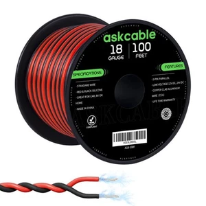 18Gauge 100FT Electrical Wire Cable Flexible Wire Extension Cord 18AWG Copper... - Picture 1 of 7