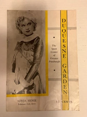 Pittsburgh Yellow jackets vs Hershey Bar,s 1937 hockey program Sonja Henie rare - Image 1 of 4