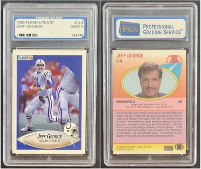 Jeff George RC PGS 9 Mint – 1990 Fleer Update # U-4 – Indianapolis Colts QB - Image 1 of 3