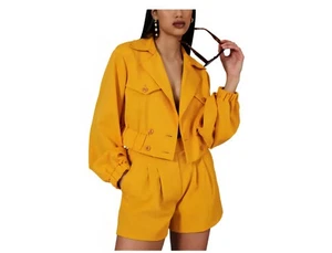 Neu mit Etikett BCBG New York Ballonärmel Revers Jacke in Goldrute XL UVP $ 128 - Bild 1 von 7