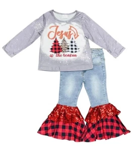 Little Girl's Christmas Outfit 2 sizes available  - Picture 1 of 6