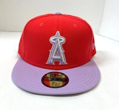Los Angeles Angels MLB NE Two-Tone Fitted Hat~ Fuchsia/Lavender - Image 1 of 4