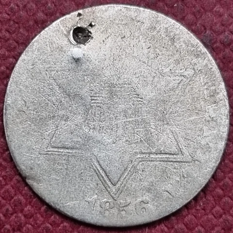 1856 Three Cent Silver Trime 3c Circulated Details #60425 Cover