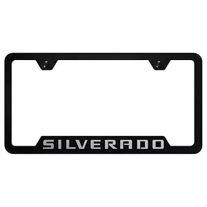 Chevy Silverado Laser Etched Logo Cut-Out License Plate Frame - Picture 1 of 8