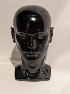 PVC Mannequin Head Black Male Manikin Dummy Stand Model Display Hat Scarf Wigs - Picture 1 of 3