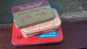 Mathaplast/potters catarrh pastilles/elastoplast 3 vintage small tins - Picture 1 of 4