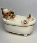 Vtg Seymour Mann Hippo In Bathtub Soap Dish Ceramic Hippopatamus 1976 Japan 5.5”