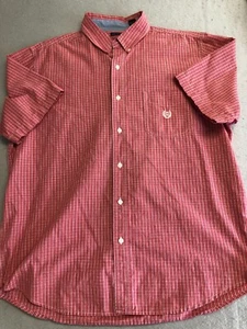 Chaps Button Down Shirt Mens XL Red Plaid Crest Logo Pocket Collared - Picture 1 of 5