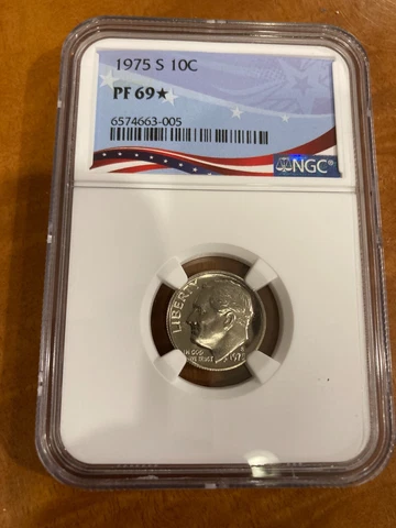 1975 S Roosevelt Dime 10c NGC PF69 ✯ STAR Rare Proof Cover