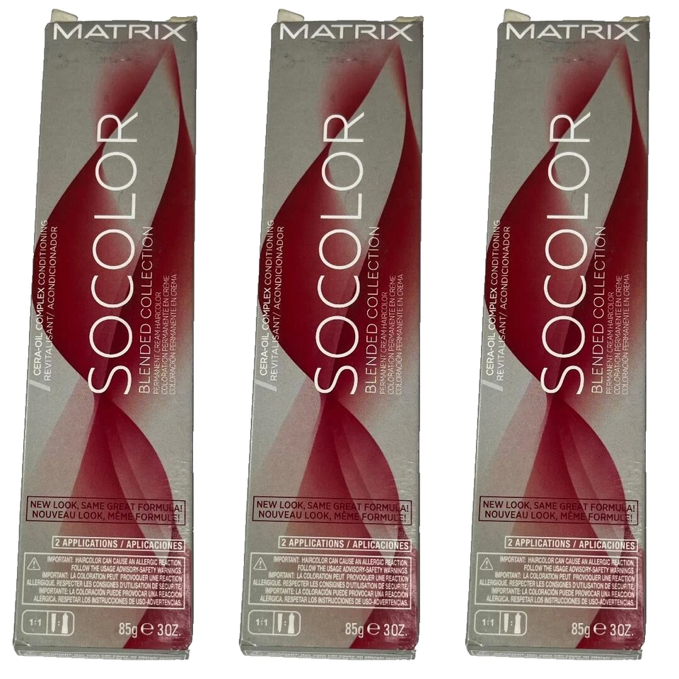 3 Matrix SOCOLOR PERMANENT Hair Color 3 oz ea # 8MM MEDIUM BLONDE MOCHA MOCHA
