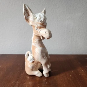 Vintage Enesco 1950s Donkey Spaghetti Figurine Small Repaired Crack - Picture 1 of 10