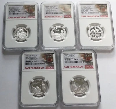 2019-S Proof Silver 25C (5-Coins) ATB Quarters Set NGC PF 69/70 UCAM, Limited Ed - Image 1 of 4