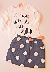 Gymboree Girl Size 5 Polar Polka Dot Blue Skirt & Origami Panda Shirt Outfit NEW - Picture 1 of 3