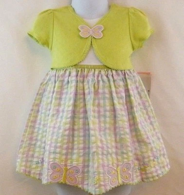 Youngland Dress Girls Lettuce Green Size 24 Mo Sweater Silver Metallic Thread - Image 1 of 4