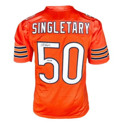 Camiseta de fútbol americano Mike Singletary firmada HOF 98 inscripciones Chicago Orange (JSA) Foto 1 de 3
