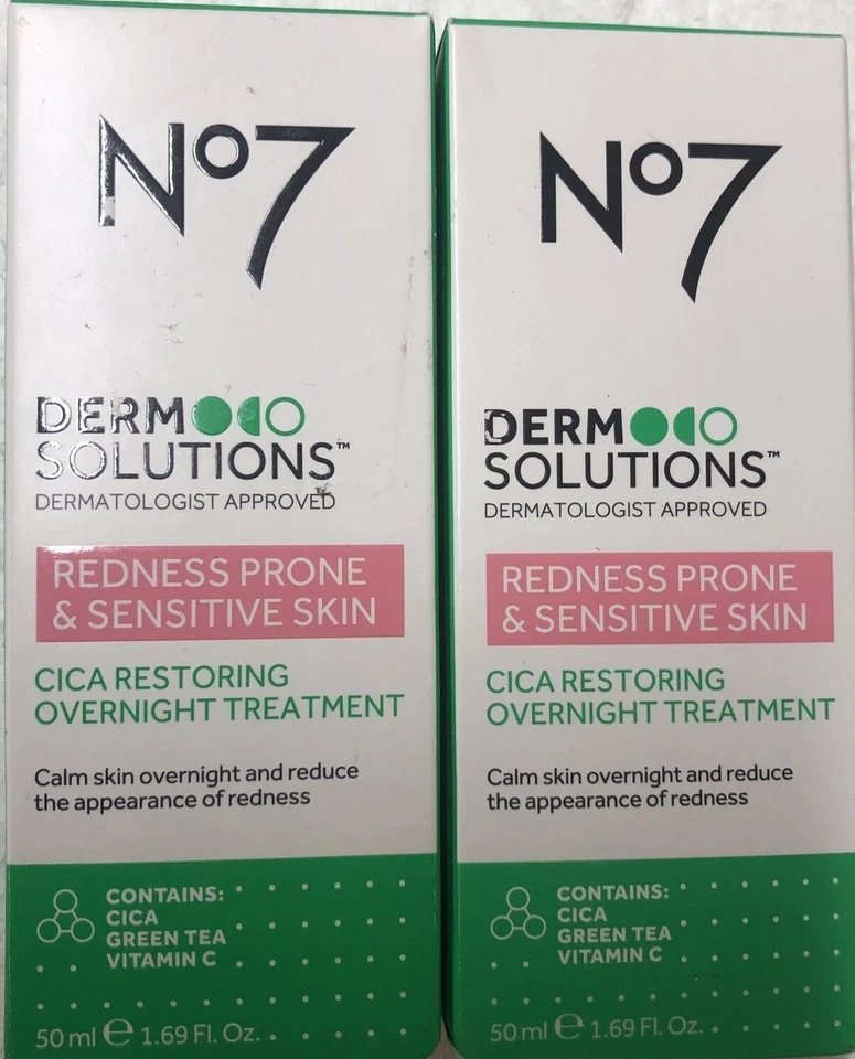 No7 Derm Solutions Redness Prone & Sensitive Skin Overnight Treatment 50ml X2 - Image 1 of 1