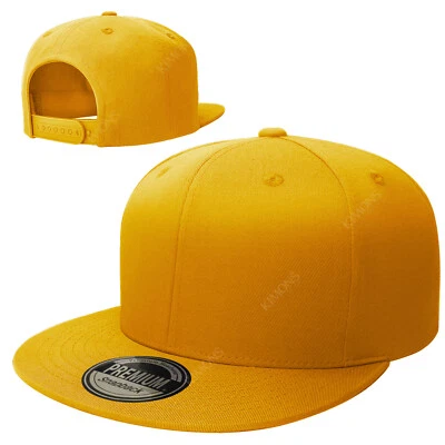 Snapback Hat Flat Baseball Cap Trucker Solid Plain Blank Men Hip Hop Army CS - Image 1 of 4