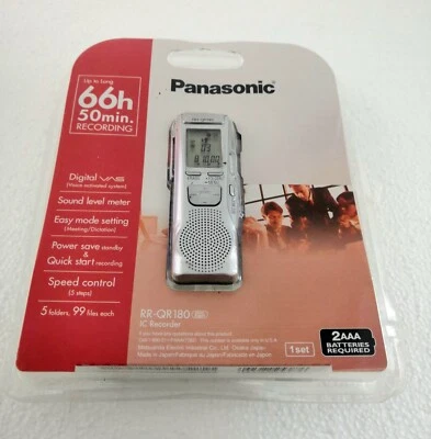 Panasonic RR-QR180 (128 MB, 66.5 Hours) Handheld Digital Voice Recorder New - Image 1 of 2