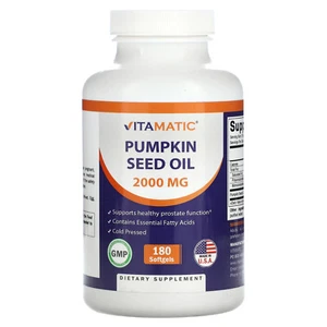 Pumpkin Seed Oil, 180 Softgels (1,000 mg per Softgel) - Picture 1 of 2