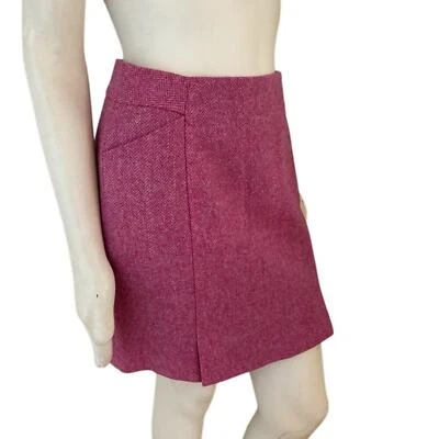 BODEN British Tweed by MOON Pink Herringbone Pure Wool Skirt WOMEN'S 6 - Image 1 of 4