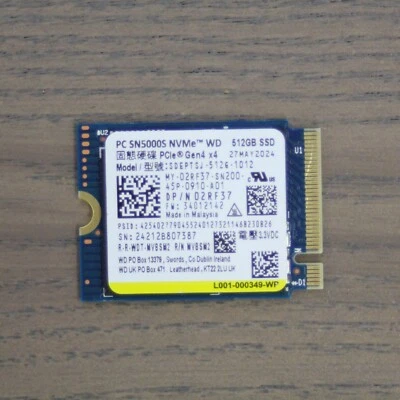 WESTERN DIGITAL WD SN5000S 512GB M.2 2230 NVMe PCIe Gen4x4 SSD 02RF37