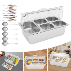 Contenedor para servir alimentos de acero inoxidable con tapa 5 compartimentos - Imagen 1 de 18