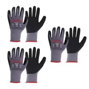 Safety Work Gloves MicroFoam Nitrile Coated Foam Gloves L-Size/3 Pairs - Picture 1 of 12