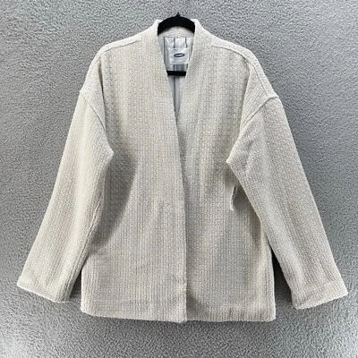 Old Navy Jacket Women Medium Tall Cream Of Wheat Open Front Textured Old Money - Image 1 of 4