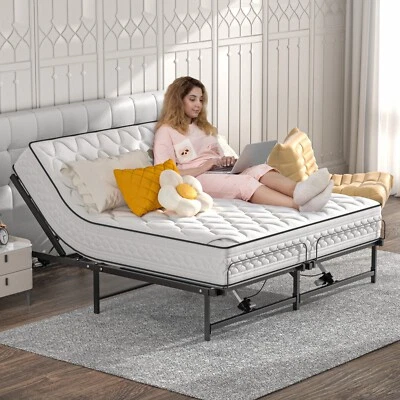 Marco de cama eléctrico ajustable base de cama inclinable para cabeza y pie con cable control remoto Foto 1 de 4