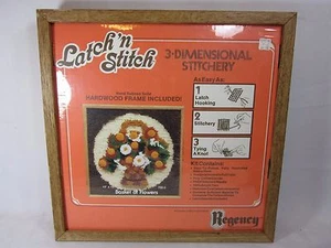 Basket of Flowers Latch 'n Stitch with wood frame unopened Regency Brand - Picture 1 of 6