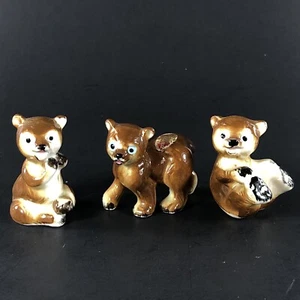 3-teiliges Set Vintage Japan roter Panda Bär Figur Figur Miniatur Porzellan Bone China - Bild 1 von 9