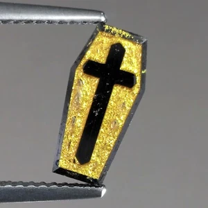 1.50cts Rare Coffin Box Jesus Cross Jet Black Natural Earth Mined Loose Diamonds - Picture 1 of 4