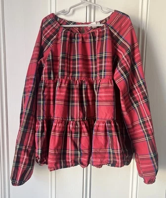 Top Babydoll Crewcuts Niñas Tartán Rojo Cuadros en Niveles Talla 14 Vacaciones Navidad Foto 1 de 4